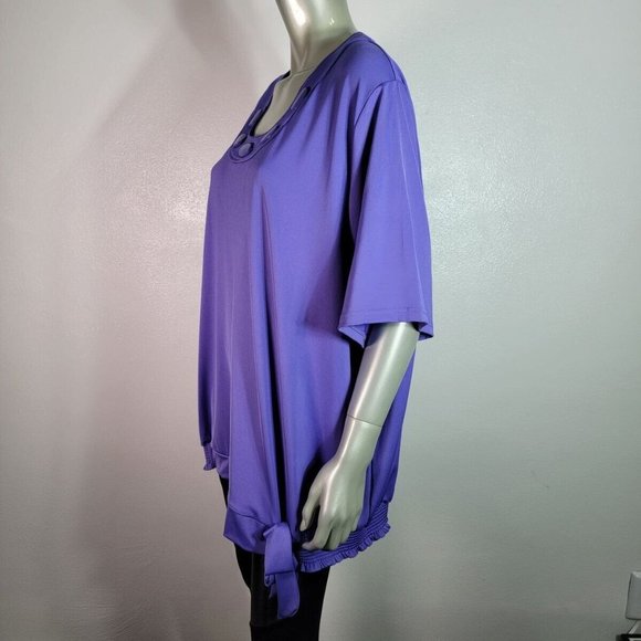 Maggie Barnes Top Plus Size 3X 26/28W Scoop Neck Short Sleeve Stretch Purple NWT - Picture 3 of 7